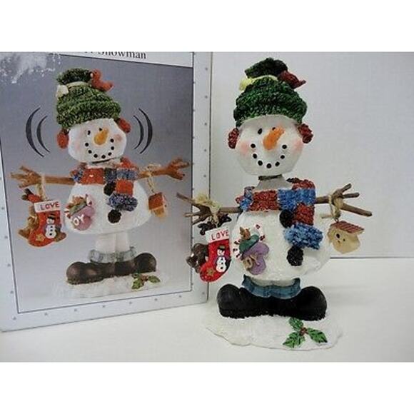 NEW Scott's ROCK-N-SNOWMAN Figurine Holiday Christmas 7.5" Wobble Head Decor NIB - Picture 5 of 5